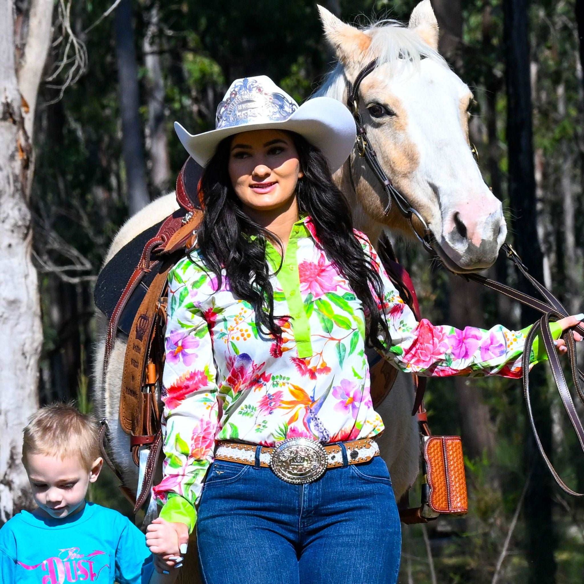 Ladies Long Sleeved Light Cotton Bush Bloom Shirt Pure Dust