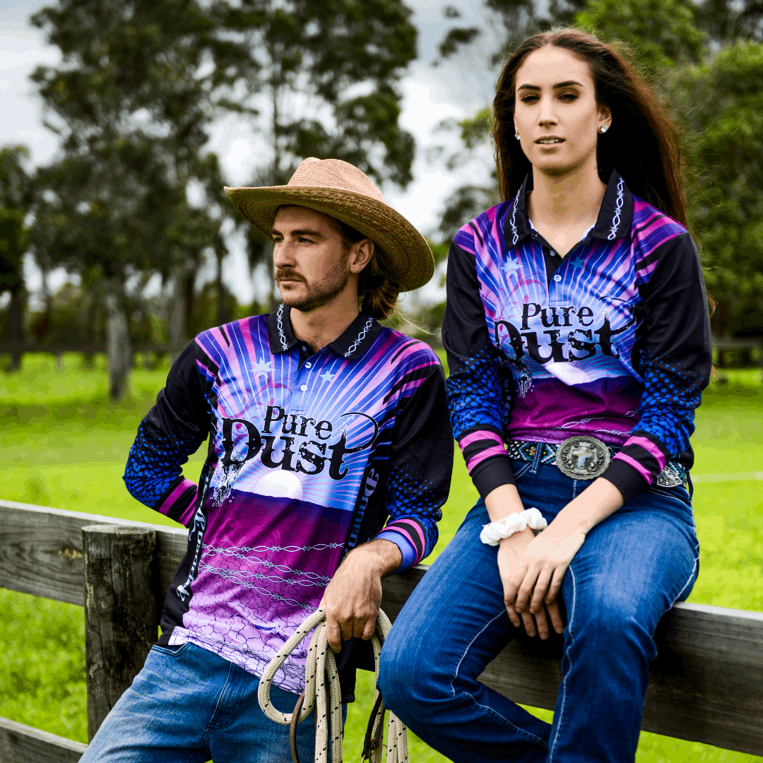 Unisex Purple Long Sleeve Sunset Fishing Shirt  Sun safe  Pure Dust